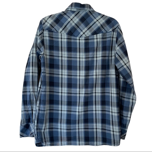 5.11 Tactical Plaid Snap Button Long Sleeve Shirt, Mens size Small. Blue - Picture 2 of 11